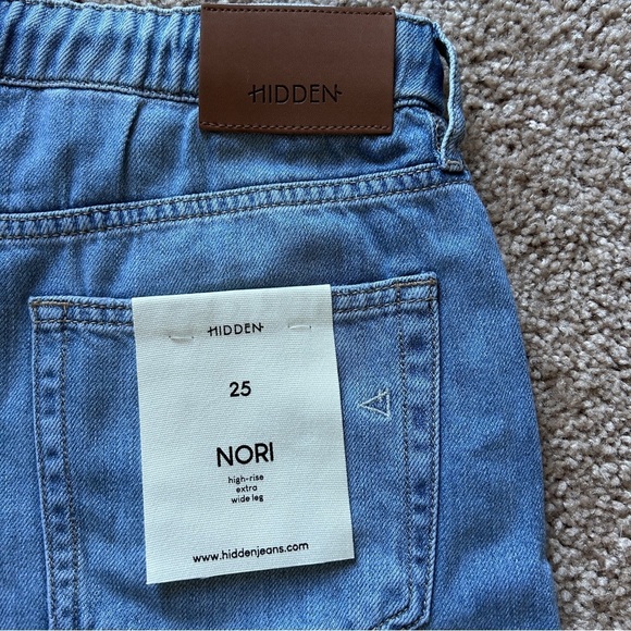 Hidden Nori High-Rise Extra Wide Leg Drawstring Blue Denim Jeans NWT Size 25 - Picture 4 of 11
